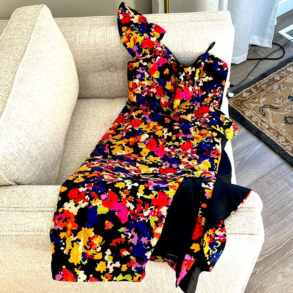 Aidan Mattox one shoulder dress size 0. Used to a wedding one time.